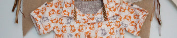 Handcrafted boys shirt with orange and grey fox print, organic cotton by Dhonk Craft