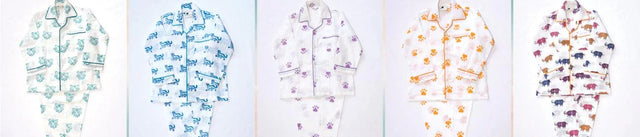 Handcrafted girls’ pajama sets with colorful animal prints by Dhonk Craft, organic cotton