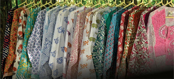 Handcrafted organic cotton shirts with vibrant block prints by Dhonk Craft artisans