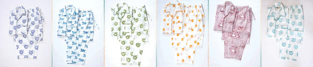 Handcrafted organic cotton night suit pajama sets with animal prints from Dhonk Craft