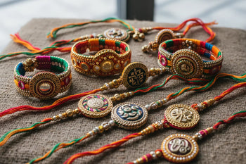 Handcrafted Rakhi wrist bands with intricate embroidery and beads by Ranthambore artisans