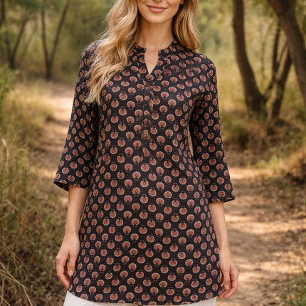 Deepika Padukone style white short kurta for women premium cotton ethnic tunic dhonk craft global    shipping.
"Last Stock - Deepika Inspired Handcrafted Kurta - Dhonk Craft"