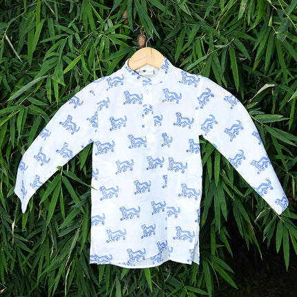 Block Print Tiger Kurta