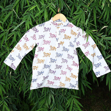 Block Print Tiger Kurta