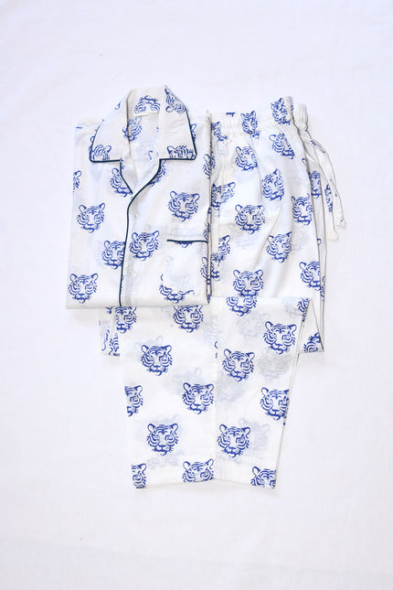 Hand Block Printed cotton Pyjama Set- Tiger Motif