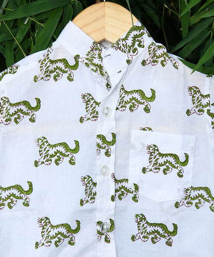 Dhonk Exclusive Tiger Face Shirt – Handcrafted Cotton Casual Shirt