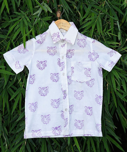 Dhonk Exclusive Tiger Face Shirt – Handcrafted Cotton Casual Shirt