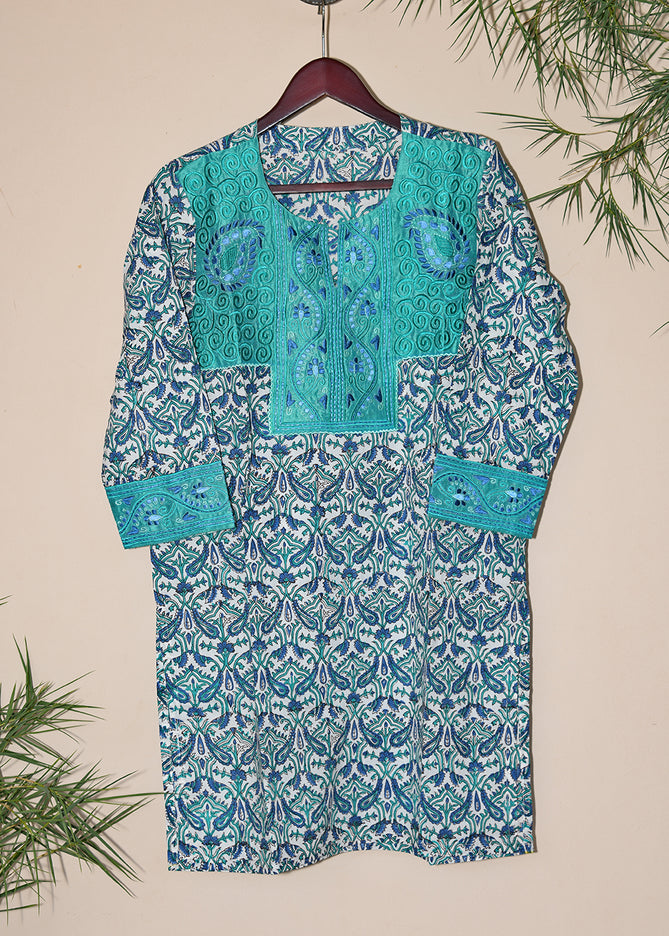 Dhonk Hand Block Print Embroidery Work Kurta – Women’s Cotton Ethnic Wear