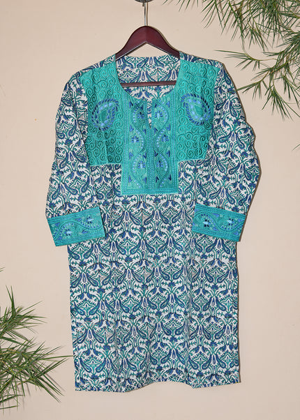 Dhonk Hand Block Print Embroidery Work Kurta – Women’s Cotton Ethnic Wear