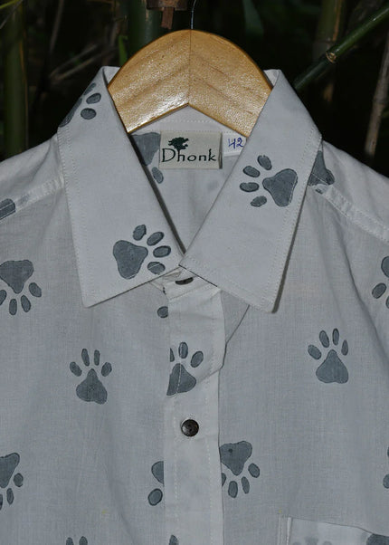 Dhonk Exclusive Pugmark Shirt - Organic Cotton Hand-Block Print for Kids