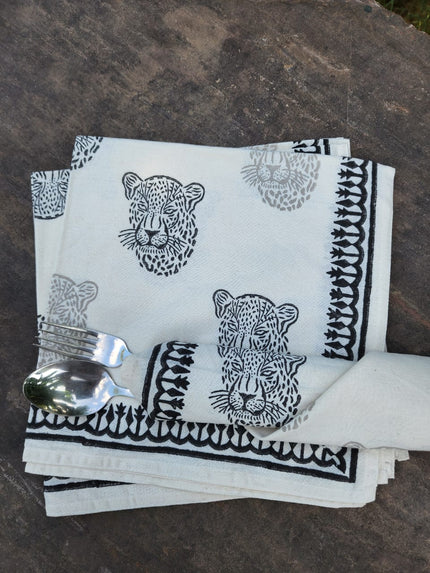  tiger face Printed Cotton Napkins – Handcrafted Reusable Dining & Table Linen