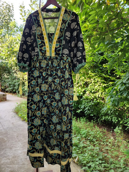 Elegant Handblock Print Women's Kurta - Artisanal Ethnic Wear from Ranthambore