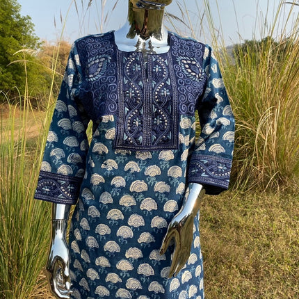 Ajanta Embroidered Hand Block Print Tunic