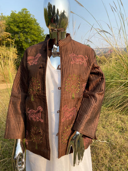 Handcrafted Quilted Jacket – Stylish Art Silk Outerwear for Women