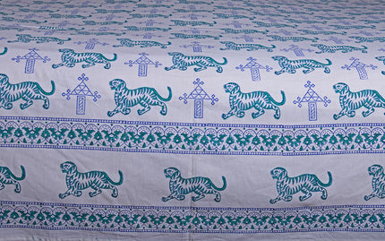 Khem Tigress Queen Size Bed Cover – Handcrafted Cotton Wildlife Print Bedding