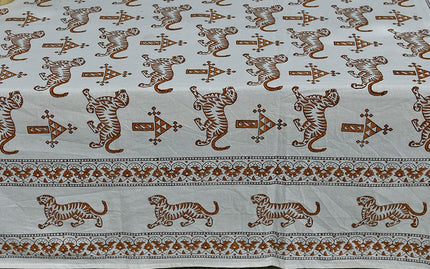 Khem Tigress Queen Size Bed Cover – Handcrafted Cotton Wildlife Print Bedding