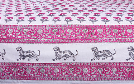 Marie Gold Hand Block Printed Cotton Table Cover – Elegant Dining Decor