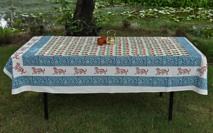 Marie Gold Hand Block Printed Cotton Table Cover – Elegant Dining Decor