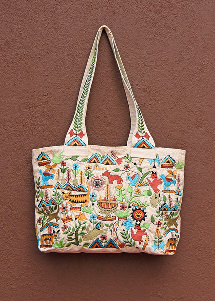 Julie Bag - Hand Embroidered Tiger Tote Bag | Ranthambore Crafts