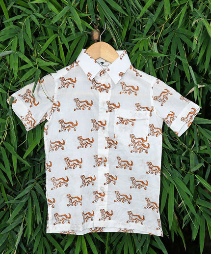Dhonk Exclusive Tiger Face Shirt – Handcrafted Cotton Casual Shirt