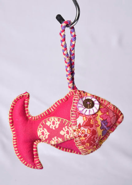 Handcrafted Artisan Fish Wall Hanging – Vibrant Upcycled Textile Decor